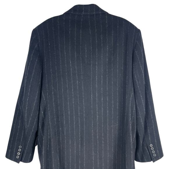 Lauren Ralph Lauren Pinstripe Wool Blend Double Breated Coat Black Size 8 - Picture 8 of 10